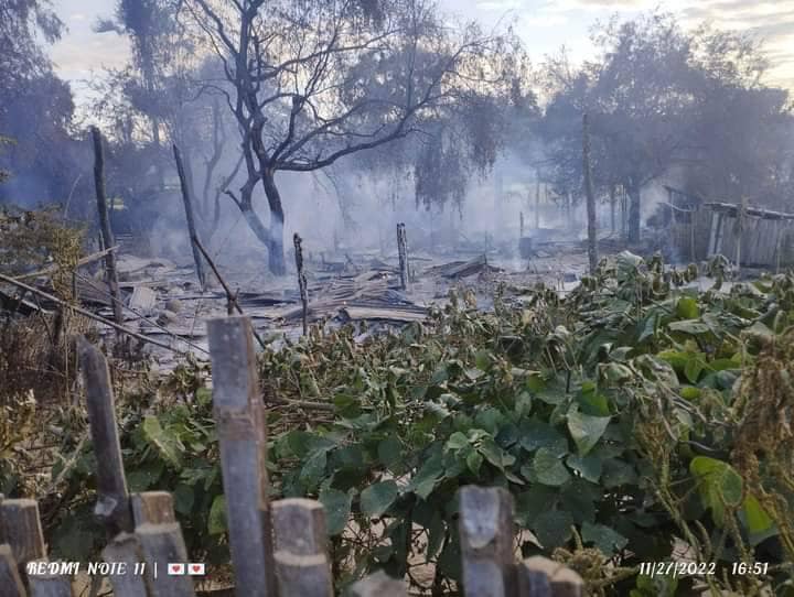 မီးလောင်ပျက်စီးသွားသော နေအိမ်များနှင့် တိရိစ္ဆာန်အချို့၊ ဓာတ်ပုံ-မြိုင်(ပကဖ)၊ BLY