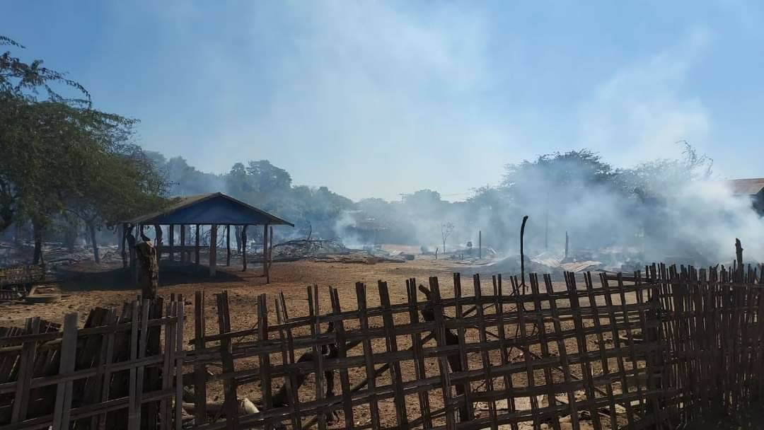 (ဖွားစောရွာအား စစ်ကောင်စီတပ်မီးရှို့ဖျက်ဆီးသွားပြီးနောက် တွေ့ရစဥ်၊ ဓာတ်ပုံ - CDSOM)
