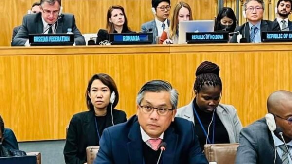 (ကုလသမဂ္ဂအစည်းအ​ဝေးတက်​ရောက်​နေ​သောဦး​ကျော်မိုးထွန်း။ ။ဓါတ်ပုံ-U Kyaw Moe Tun FB)