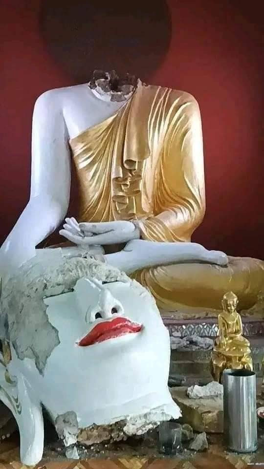 (ပြင်းအား ရစ်ချ်တာစကေး ၅ ရှိငလျင်ကြောင့် ပျက်စီးမှုအချို့ ကို့တွေ့ရစဥ်။ ။ဓါတ်ပုံ-CJ)