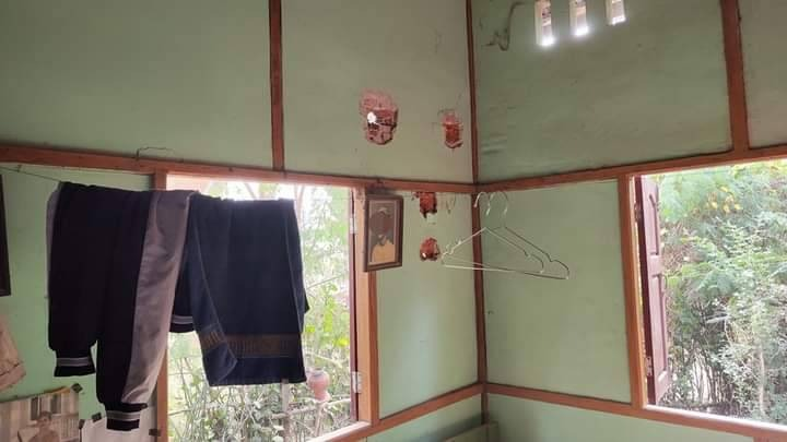 ညောင်လှကျေးရွာအတွင်း လက်နက်ကြီးဖြင့် ပစ်ခတ်ခံရပြီးနောက် တွေ့ရစဥ်၊ဓာတ်ပုံ-ဒီပဲယင်းမြို့နယ်စစ်ရှောင်ထောက်ပံ့ရေး၊ NH
