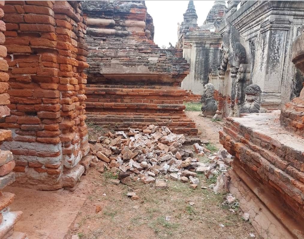 ငလျင်ကြောင့် အင်းဝနဲ့ မင်းကွန်းက စေတီပုထိုးအချို့ထိခိုက်ပျက်စီး