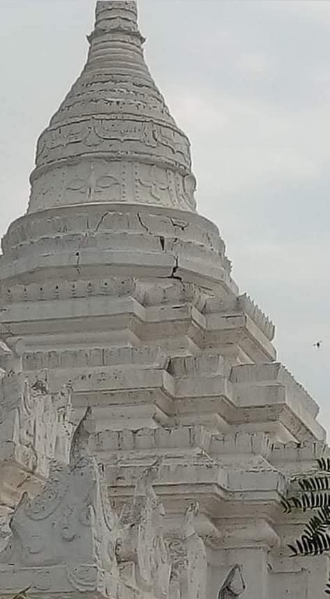 ငလျင်ကြောင့် အင်းဝနဲ့ မင်းကွန်းက စေတီပုထိုးအချို့ထိခိုက်ပျက်စီး