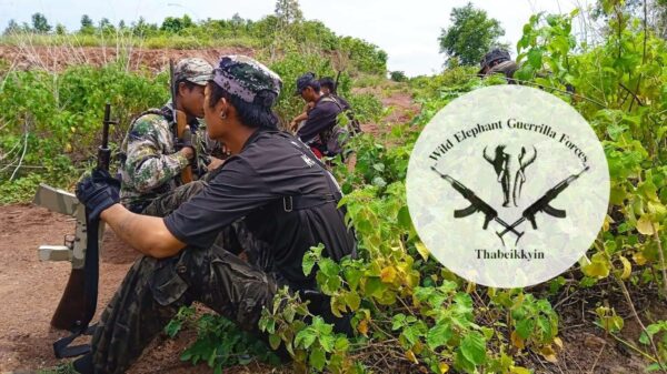 (TBKတောဆင်ရိုင်းပြောက်ကျားတပ်ဖွဲ့မှ ရဲဘော်များအား ရှေ့တန်းတစ်နေရာ၌ တွေ့ရစဥ်၊ ဓာတ်ပုံ - TBK)