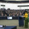 ဥရောပပါလီမန်၌ ဒေါ်အောင်ဆန်းစုကြည် မိန့်ခွန်းပြောကြားနေစဉ် (ပုံဟောင်း)