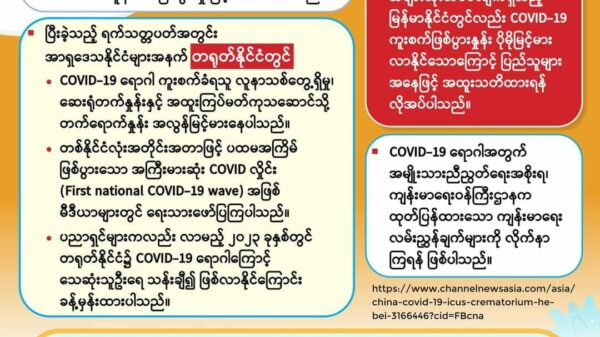 တရုတ်တွင်ကိုးဗစ်ကူးစက်မှု မြင့်မားလာ၍မြန်မာပြည်သူများသတိထားရန်NUGကျန်းမာရေးဝန်ကြီးဌာနအသိ​ပေး