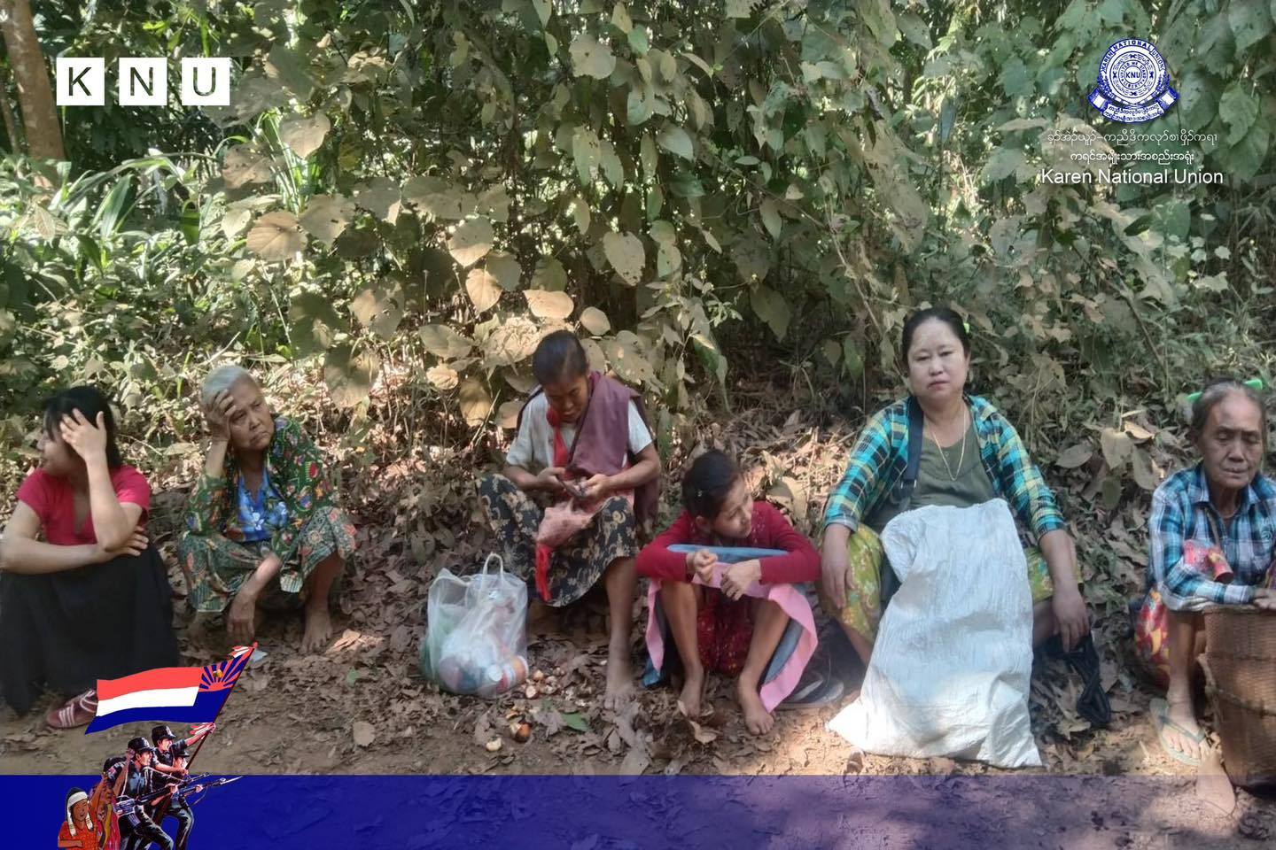 (အာဏာသိမ်းစစ်ကောင်စီတပ်မှ ကေအဲန်ယူ-ညောင်လေးပင်ခရိုင်၊ ဆောထိမြို့နယ်တွင် တိုက်ခိုက်ရေး ရဟတ်ယာဉ် လာရောက်ပစ်ခတ်ပြီးနောက် တွေ့ရစဥ်၊ ဓာတ်ပုံ - KNU)