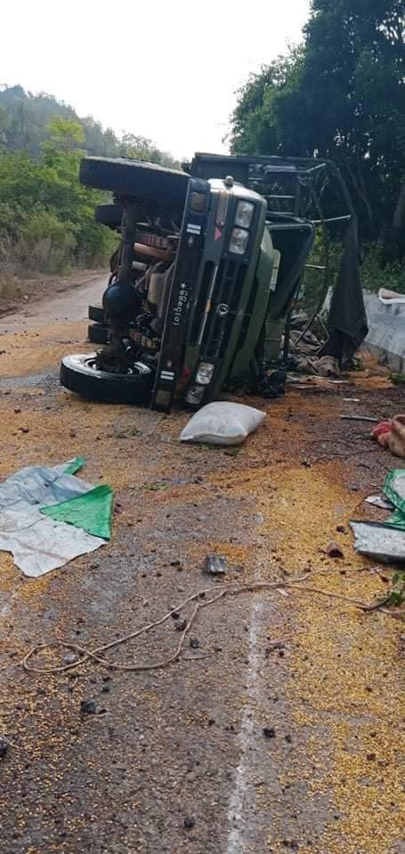 (ယမန်နှစ်က ဖရူဆိုမြို့နယ်တွင် စစ်ကောင်စီယာဥ်တန်းကို KNDF တပ်ရင်း(၁၆)နှင့် ကရင်နီတပ်မတော်(KA)က ပူးပေါင်း တိုက်ခိုက်ပြီးနောက်တွေ့ရစဉ်၊)