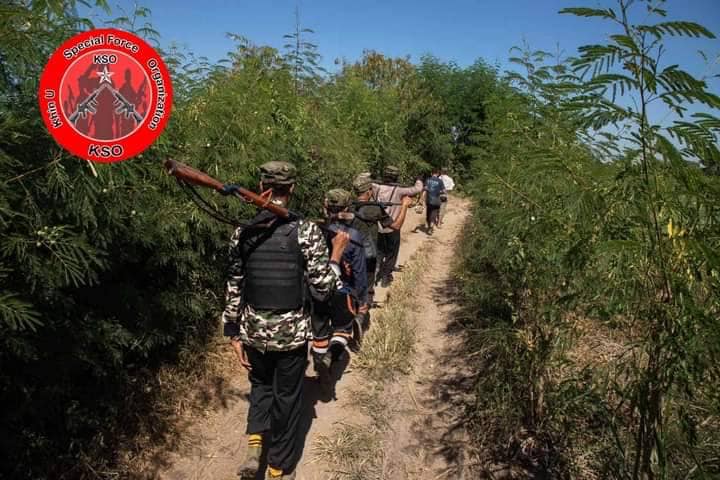 စစ်ဆင်ရေးတစ်ခုတွင် တွေ့ရသည့် Khin U Special Force Organization-KSOအဖွဲ့ဝင်များ၊ဓာတ်ပုံ-KSO