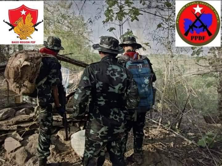 (ပဲခူးတိုင်း PDFမှ ရဲဘော်များအား တွေ့ရစဉ်။ ဓါတ်ပုံ-BRPDF)