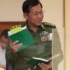 (အာဏာသိမ်း​​ခေါင်း​ဆောင်မင်း​အောင်လှိုင်နှင့်နောက် လိုက်များကို ဇန်နဝါရီ၃၁ ရက်က​တွေ့ရစဥ်။ ဓါတ်ပုံ-စစ်​ကောင်စီ)