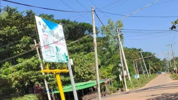 (ဖေဖော်ဝါရီ ၁ရက်က အသံတိတ်သပိတ်ဆင်နွှဲသည့်နေ့ကတွေ့ရသော မိုးညိုမြို့တွင်း တစ်နေရာ)