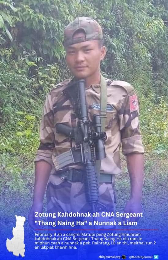 ကျဆုံးခဲ့ရသော CNA မှ တပ်ကြပ်အား တွေ့ရစဉ်၊ ဓာတ်ပုံ - The Chin Journal