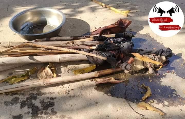 ကနီနှင့် ယင်းမာပင်နယ်စပ်ရှိ ကျေးရွာ၃ ရွာ မီးရှို့ဖျက်ဆီးခံရပြီးနောက် တွေ့ရစဥ်၊ ဓာတ်ပုံ-ယင်းမာပင်မြို့နယ် သတင်းမှန်ပြန်ကြားရေး