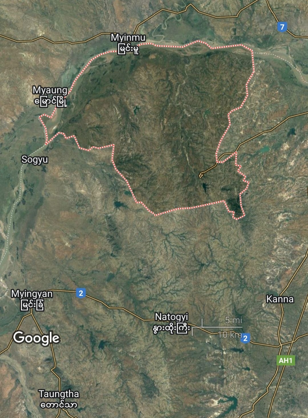 (ငန်းဇွန်မြို့နယ်ကို Google Map.တွင်​တွေ့ရမှု)
