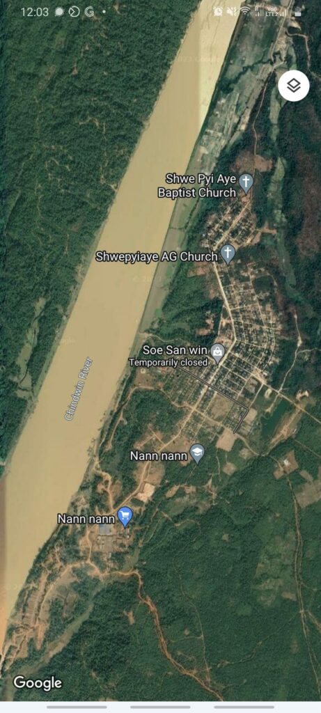 (ရွှေပြည်အေးမြို့ကို Google Earth မှမြင်တွေ့ရမှု နှင့် မြို့တစ်နေရာ။ဓါတ်ပုံ-CJ)