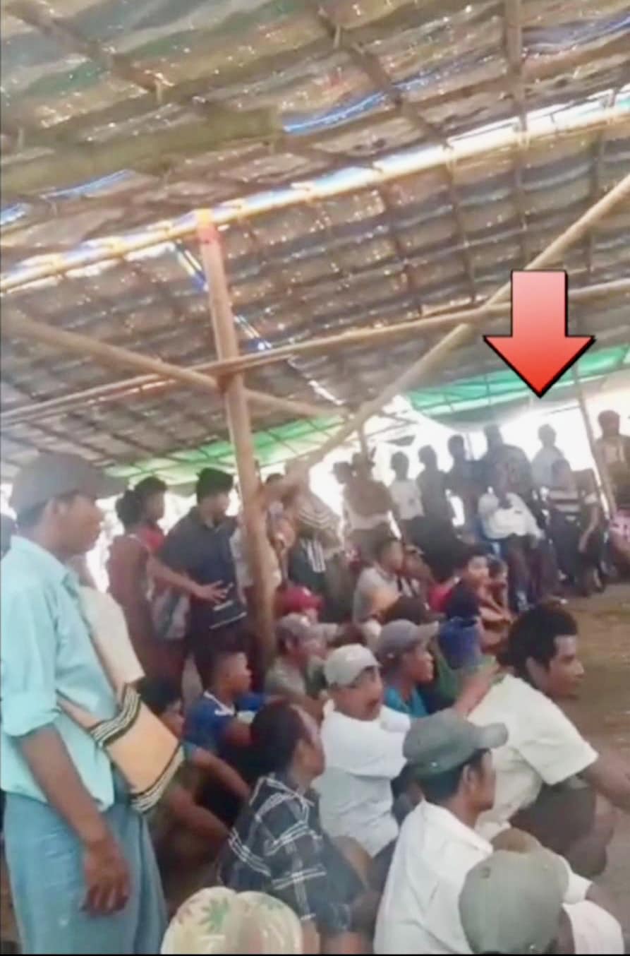 (လက်ပံတန်းမြို့နယ် ရွှေကြို့ပင်ရွာအနီး လယ်ကွင်းပြင်၌ လောင်းကစားဝိုင်းများ ဦးဆောင်ပြုလုပ်နေသည့် ကြီးမြင့်အား တွေ့ရစဥ်၊ ဓာတ်ပုံ - Bago Region PDF)