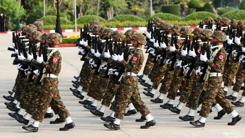 အာဏာသိမ်းစစ်​ကောင်စီတပ်များကို ၂၀၂၂ မတ်လ ၂၇ ရက်က​တွေ့ရစဥ်၊ ဓာတ်ပုံ - AP