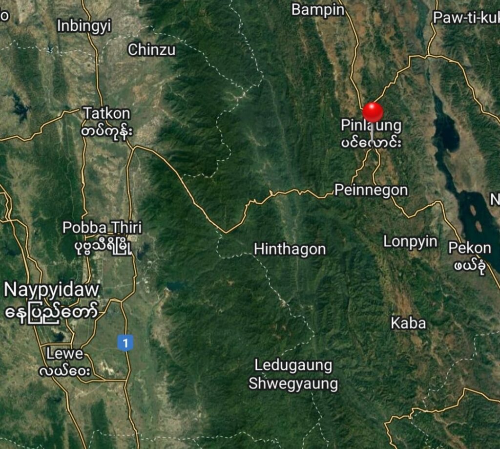 ပင်လောင်းမြို့နယ်ကိုGoogle Map တွင်တွေ့ရမှု
