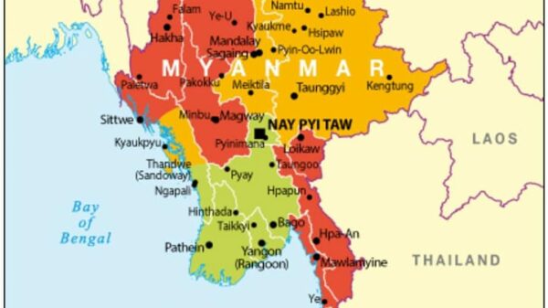 (အနီ​ရောင်ပြထား​သော ​ဒေသများမှာ ခရီသွားလာခွင့်မပြုရန်တားမြစ်ထား​သော​ဒေသများဖြစ်သည်။အဝါ​ရောင်းပြထား​သော​ဒေသများမှာ ခရီးသွားလာခြင်းမပြုရန်တားမြစ်ထား​သော်လည်း မဖြစ်မ​နေသွားရမည်ဆိုပါကသွားလာနိုင်​ကြောင်းအသိ​ပေးထားသည်။အစိမ်း​ရောင်​ဒေသများမှာခရီးမသွားခင် FCDO ထံမှအကြံပြုချက်ကိုဖတ်ရှု၍ သွားလာနိုင်​ကြောင်းအသိ​ပေးထား​​သော​ဒေသများဖြစ်သည်)