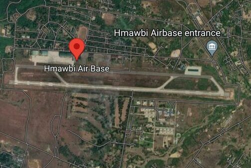 (​မှော်ဘီ​လေတပ်စခန်းအနီးဝန်းကျင်ကို Google Map မှ​တွေ့ရပုံ)