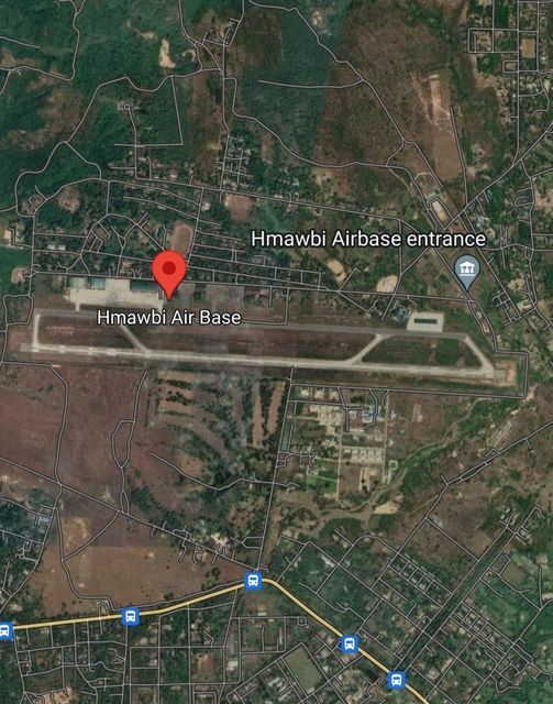(​မှော်ဘီ​လေတပ်စခန်းအနီးဝန်းကျင်ကို Google Map မှ​တွေ့ရပုံ)