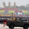 ​နေပြည်​တော်တွင် ၂၀၂၂ မတ် ၂၇ ရက်က စစ်​ရေးပြအခမ်းအနားပြုလုပ်စဥ်။ဓါတ်ပုံ- AFP
