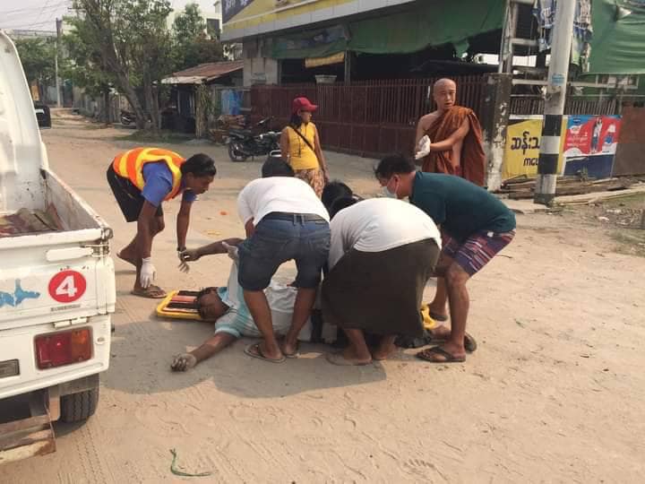 မိုင်းပေါက်ကွဲပြီးနောက်အခင်းဖြစ်ရာနေရာအား တွေ့ရစဥ်။ ဓာတ်ပုံ-Myanmar Rescue Organization-Shwe Bo