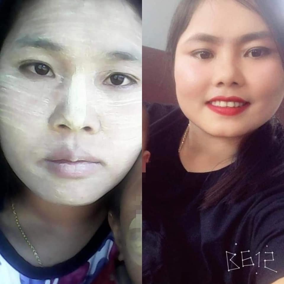 (ခွာဖိုရွာယခင်ကမြင်တွေ့ရမှုနှင့် စစ်ကောင်စီတပ်ကခွာဖိုရွာကိုဗုံးကြဲသဖြင့်သေဆုံးသွားသော ဒေါ်ငွန်ဒေါသ့်ခဲန် (ဝဲ) နဲ့ ဒေါ်ဆုန်လှေကြွယ် (ယာ) တို့ကိုတွေ့ရစဥ်။ ဓာတ်ပုံ-The Chin Journal)