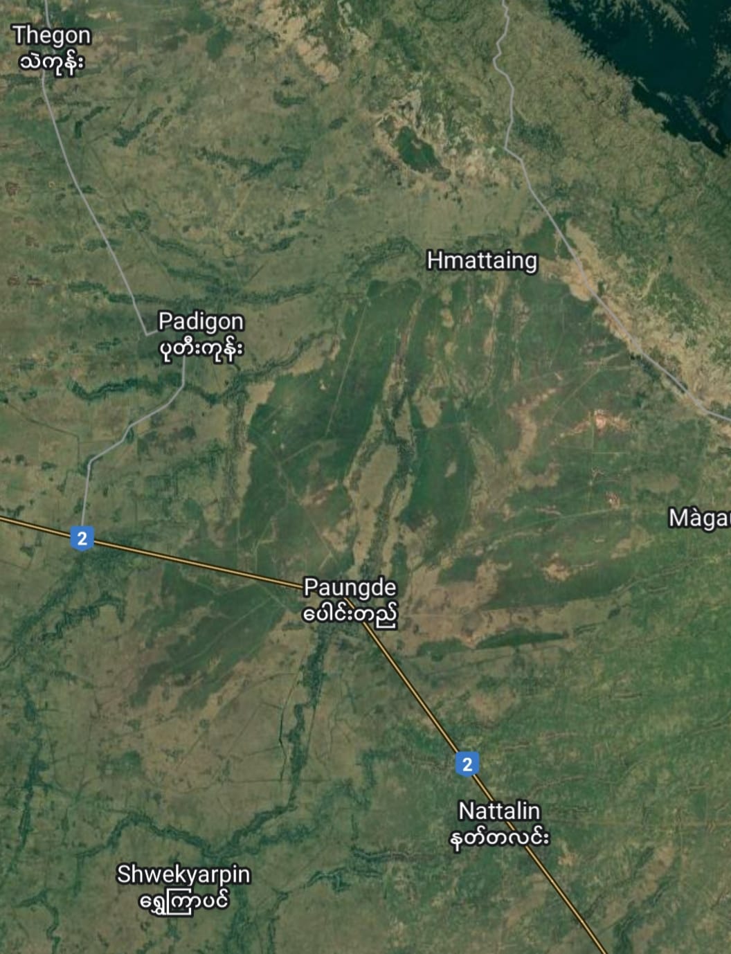 (​ပေါင်းတည်မြို့နယ်ဝန်းကျင်ကိုGoogle Mapတွင်​တွေ့ရမှု)