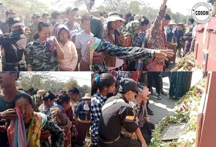 (ရဲဘော် သုံးဦး၏ စျာပနအား မြင်တွေ့ရစဥ်။ ဓာတ်ပုံ - CDSOM)