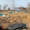 (ကန့်ဘလူနယ် စဇီကြီးရွာအား လေ ကြောင်းမှ တိုက်ခိုက်ခံရပြီး နောက်မြင်ကွင်း။ ဓာတ်ပုံ-CJ)
