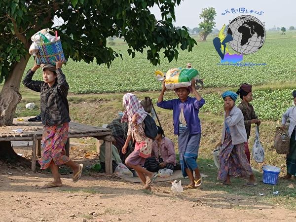 (ခင်ဦးမြို့နယ်မှ စစ်​ဘေး​ရှောင်ပြည်သူများကို ဧပြီ ၁၉ ရက်က​တွေ့ရစဥ်။ဓါတ်ပုံ- ခင်ဦးမြို့နယ်သတင်းမှန်ပြန်ကြား​ရေး)