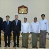 (အာဏာသိမ်းစစ်​ကောင်စီ​ခေါင်း​ဆောင်အချို့နှင့်ဘန်ကီမွန်းဦး​ဆောင်​သောကိုယ်စားလှယ်အဖွဲ့။ဓါတ်ပုံ-စစ်​ကောင်စီ)