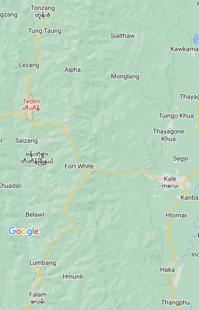 (CDF-CDM(စီးယင်း)နှင့်မဟာမိတ်တပ်ဖွဲ့ဝင်များ/ကလေး-တီးတိန်လမ်းပိုင်းကို Google Mapမြေပုံတွင်တွေ့ရမှု။ ဓါတ်ပုံ-CDF-CDM(စီးယင်း) )