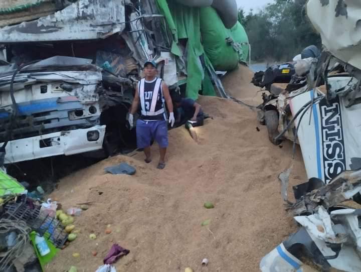 ယာဥ်တိုက်မှုဖြစ်ပွားပြီးနောက် တွေ့ရစဥ်။ ဓာတ်ပုံ-Shwebo Rescue