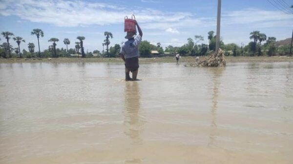 (ယင်းမာပင်နယ်တွင် ရေနစ်မြုပ်ခဲ့သော ကျေးရွာမှ ဒေသခံတစ်ဦးအား တွေ့ရစဥ်။ ဓာတ်ပုံ-ယင်းမာပင်မြို့နယ် သတင်းမှန်ပြန်ကြားရေး)