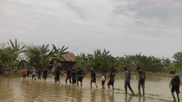 (စစ်ဘေးရှောင်တဲများအား ပြန်လည်ရှင်းလင်းတည်ဆောက်ရာတွင် ပြည်သူ့ရဲဘော်များ ကူညီပေးနေစဥ်။ ဓာတ်ပုံ-ပြည်သူ့တော်လှန်ရေးတပ်ဦး)