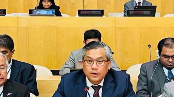 (ကုလသမဂ္ဂလုံခြုံရေးကောင်စီ၏ မြန်မာ့အရေး Arria-Formula အစည်းအဝေးကို ယမန်နေ့တွင် ကျင်းပပြုလုပ်ရာ ကုလသမဂ္ဂဆိုင်ရာ မြန်မာအမြဲတမ်းကိုယ်စားလှယ် သံအမတ်ကြီး ဦးကျော်မိုးထွန်း ပြောကြားနေစဥ်။ ဓာတ်ပုံ - Permanent Mission of Myanmar to the United Nations)
