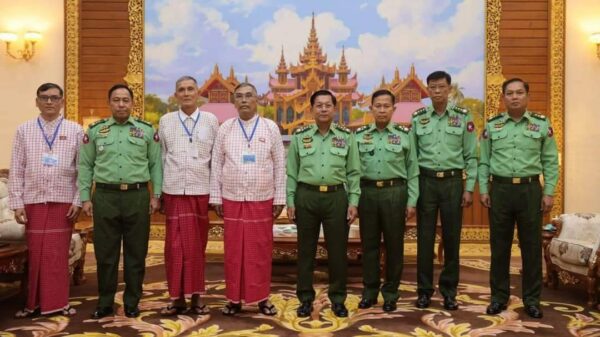 ( ​နေပြည်​တော်တွင် ၂၀၂၂ ခုနှစ်က အာဏာသိမ်းစစ်​ကောင်စီ​​ခေါင်း​ဆောင်များနှင့်​ဆွေး​နွေးခဲ့​သော မွန်ပြည်သစ်ပါတီမှ ​ခေါင်း​ဆောင်အချို့ / NMSP လက်​အောက်ခံ တပ်ဖွဲ့ဝင်များ။ဓါတ်ပုံ-စစ်​ကောင်စီ /Burma Link )