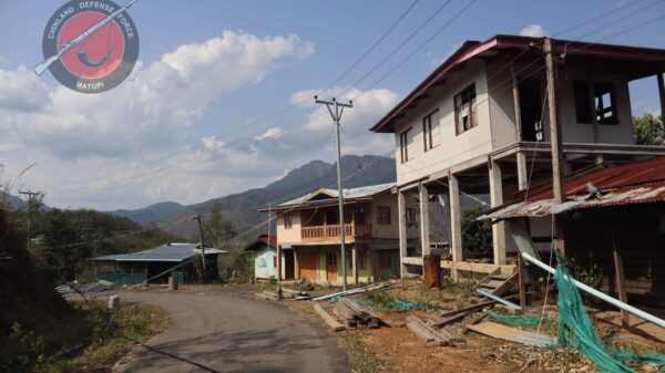 (မေလ ၁၄ရက်က တိုက်ခတ်သောမုန်တိုင်းကြောင့် မတူပီမြို့နယ်အတွင်း နေအိမ်များထိခိုက်ပျက်စီးနေသည်ကို တွေ့ရစဉ်။ ဓာတ်ပုံ - မတူပီ CDF)