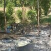 မီးရှို့ဖျက်ဆီးခံရသော Area 71PDFအဖွဲ့၏ စခန်းအား တွေ့ရစဥ်။ ဓာတ်ပုံ-Area 71 PDF