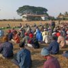 (ကလေးမြို့နယ် လည်ကြီးရွာ၌ ၂၀၂၂ ဖေဖော်ဝါရီ ၁၁ ရက်တွင် စစ်တပ်က ပြည်သူ့စစ်သင်တန်းပေးနေစဥ်။ ဓာတ်ပုံ - CJ)