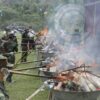 (ယမန်နေ့(ဇွန် ၂၆ရက်)က ကျရောက်သည့် ကမ္ဘာ့မူးယစ်ဆေးဝါးတိုက်ဖျက်ရေးနေ့၌ မူးယစ်ဆေးဝါးများအား မီးရှို့ဖျက်ဆီးနေစဉ်။ ဓာတ်ပုံ - TNLA)