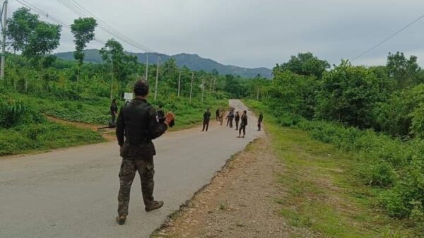 (PRDF မှ တော်လှန်ရေးရဲဘော်များ စစ်ကြောင်းချီနေသည်ကို တွေ့ရစဥ်။ဓာတ်ပုံ - PRDF)