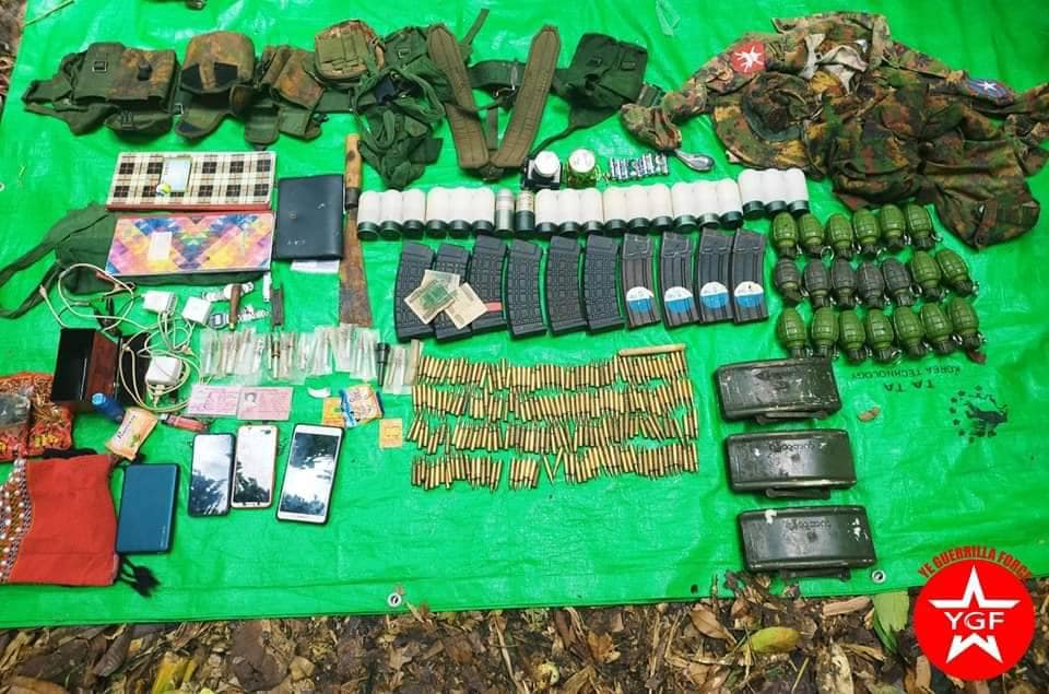 (KNLA နှင့် YGF ပူးပေါင်းစစ်ကြောင်းနှင့်သိမ်းဆည်းရရှိသော ခဲယမ်းနှင့် ကျည်များ။ဓါတ်ပုံ-YGF)