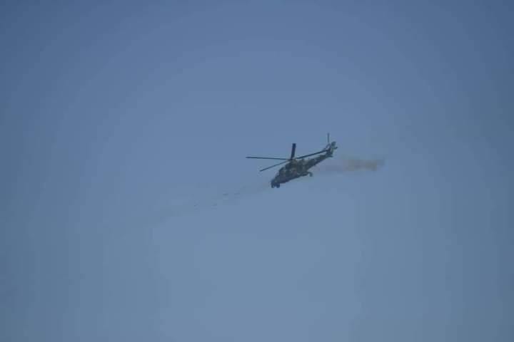 (စစ်​ကောင်စီ ၏ Mi-35 ရဟတ်ယာဥ်တစ်စီး/ပုံအ​ဟောင်းဖြစ်ပါသည်။ ဓါတ်ပုံ-CJ)