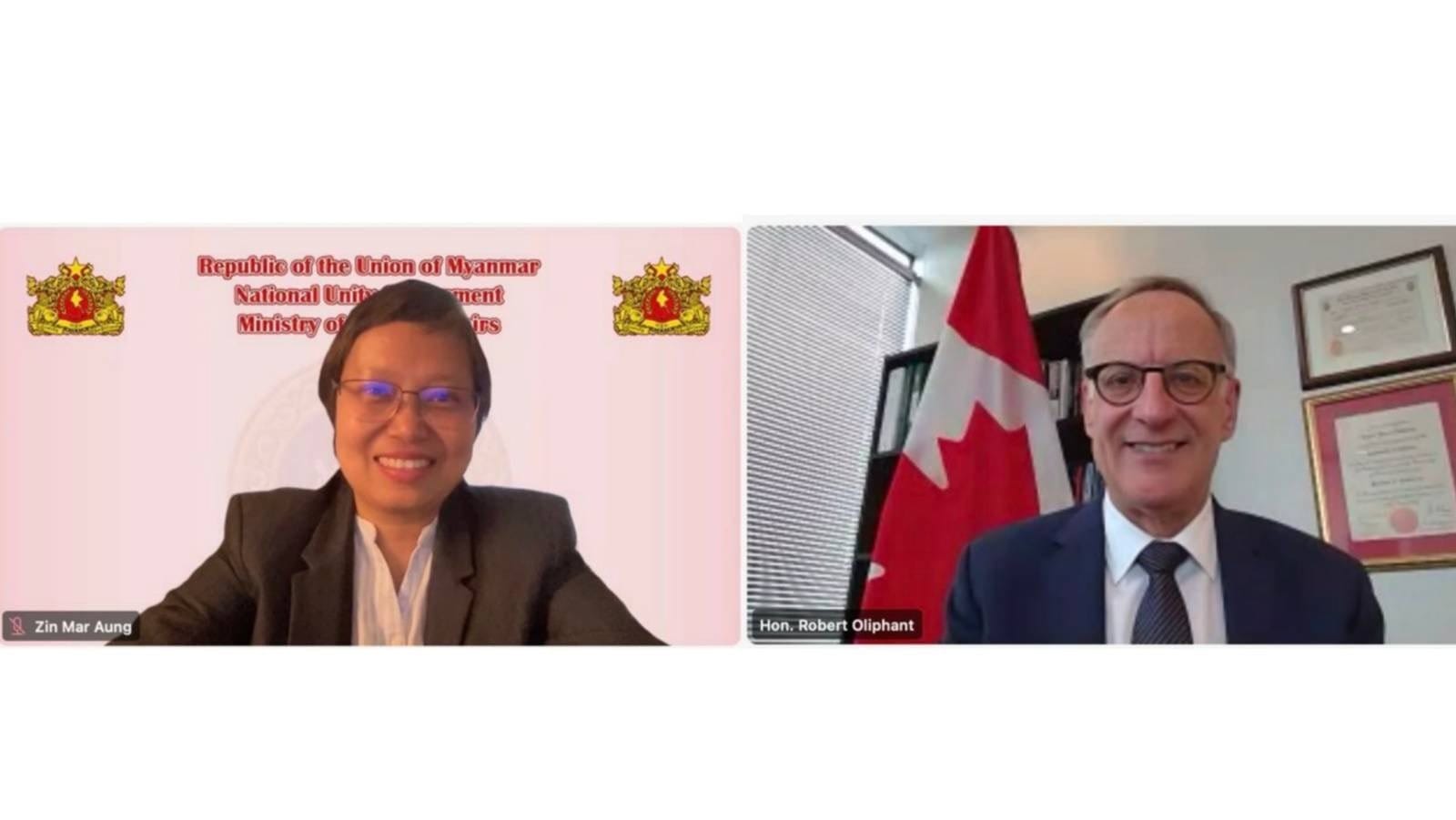 NUG နိုင်ငံခြားရေးဝန်ကြီး ကနေဒါနိုင်ငံခြားရေးထိပ်တန်းအရာရှိနှင့် အွန်လိုင်းမှဆွေးနွေး
