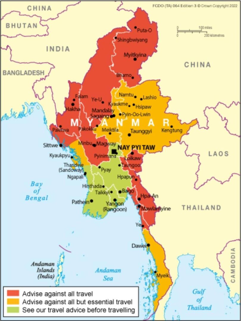 ဗြိတိန်က တိုင်းနှင့် ပြည်နယ် ၈ ခုသို့ ခရီးသွားခွင့် ဆက်လက်တားမြစ်