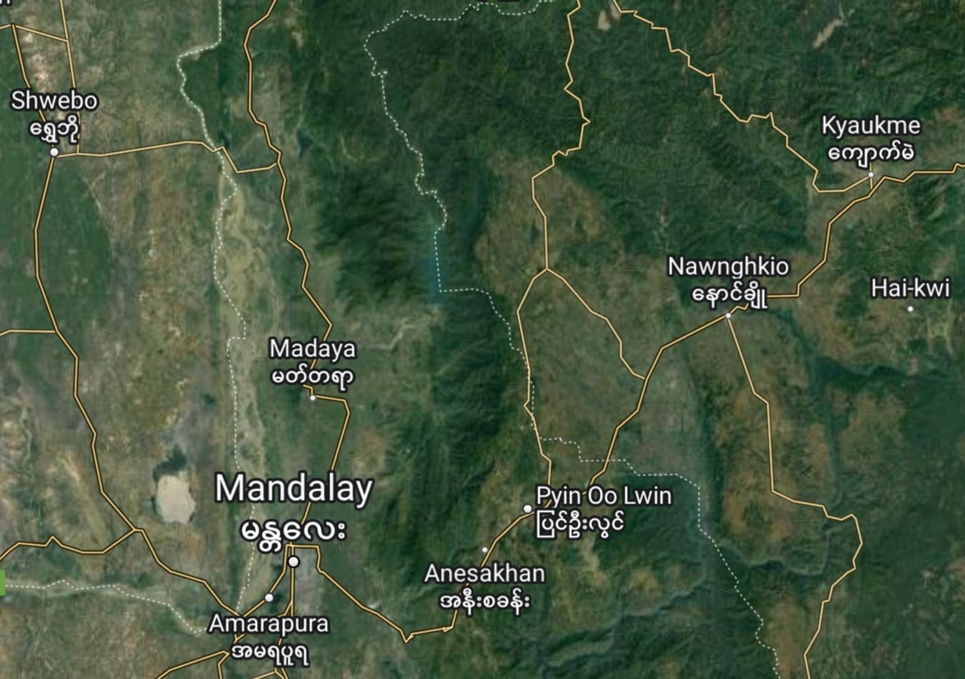 (မတ္တရာမြို့နယ် နှင့် အနီးဝန်းကျင်ကို Google Map.တွင်​တွေ့ရပုံ)